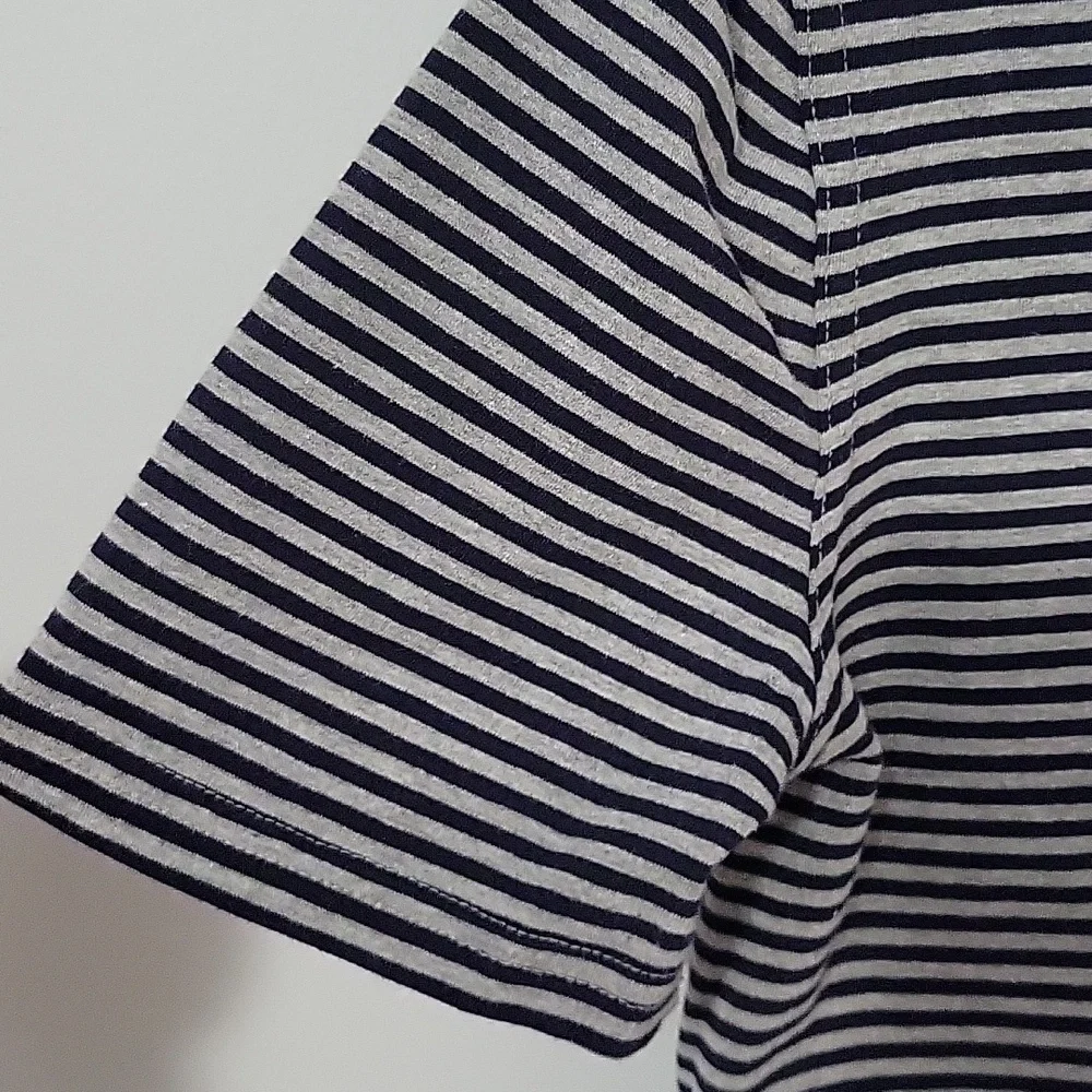 Tommy Bahama Navy and Grey Striped Polo, Size X-large (14)
